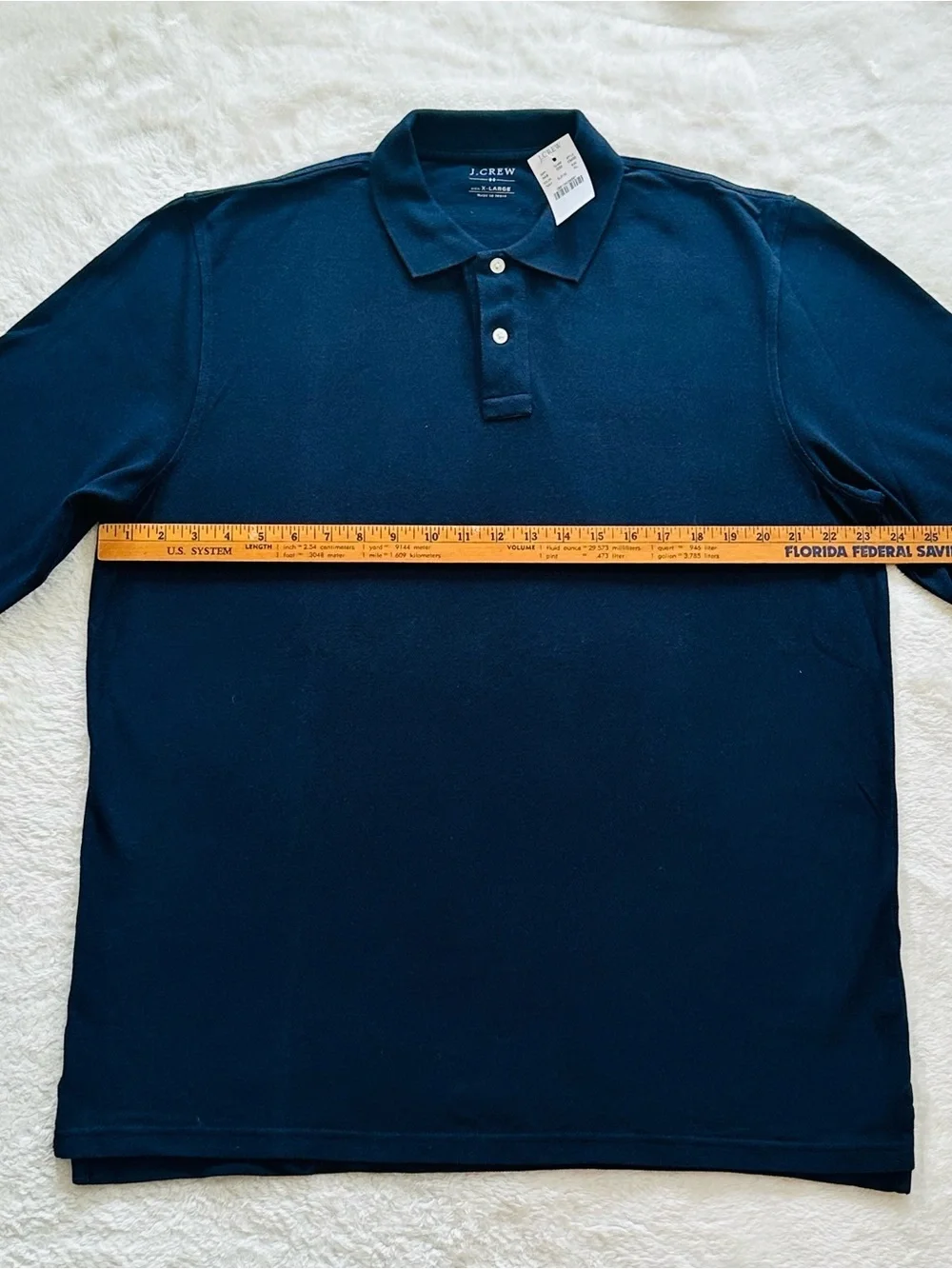 NWT J.Crew Men's Navy Blue Classic Piqué Cotton Polo Long Sleeve Shirt Size XL